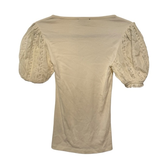 J.Crew Vintage rib top with lace puff sleeves XXS - Picture 10 of 14